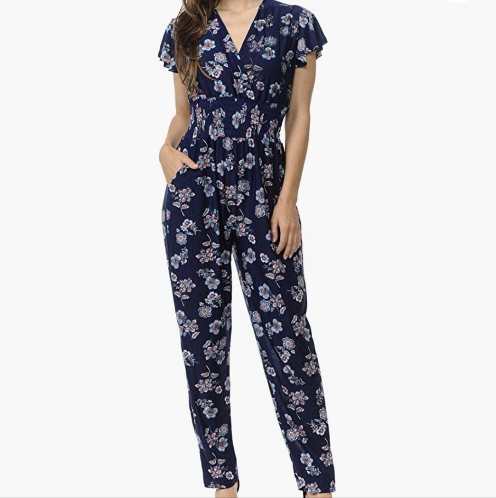 Women's Floral Jumpsuit - X-Large
